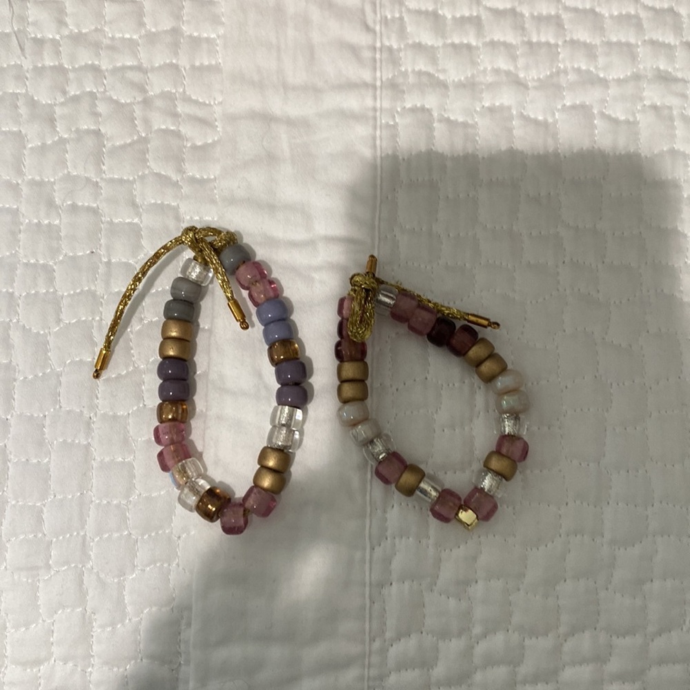 Pony bead bracelets multi color pink